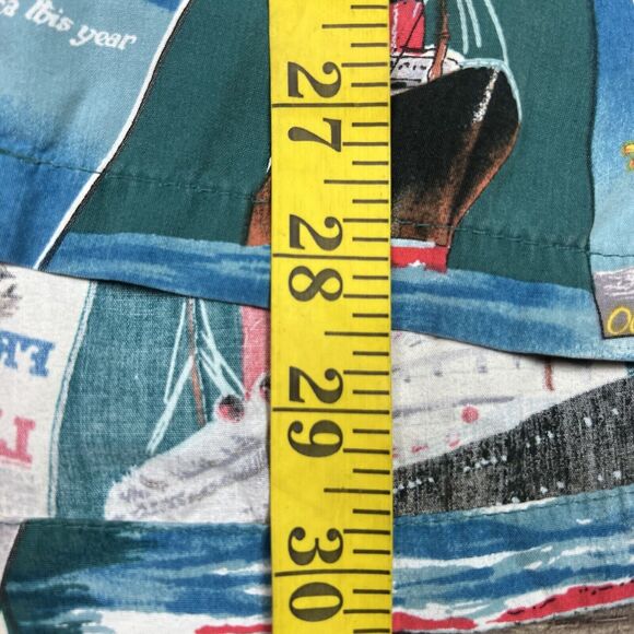 Vintage Paradise Found Hawaiian Vacation Steamboats Postcard Rayon Shirt Sz XL - Picture 5 of 7